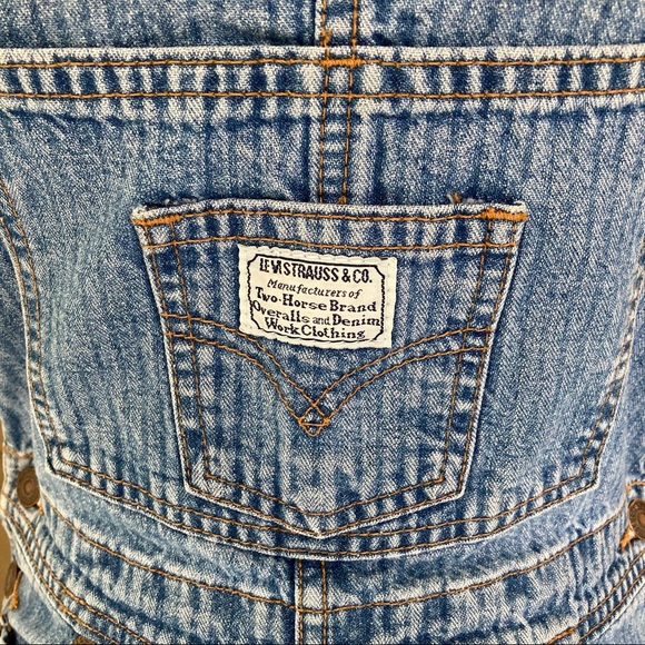 RARE 97 vintage Levi’s overalls 977 seersucker stripe small - Picture 3 of 16